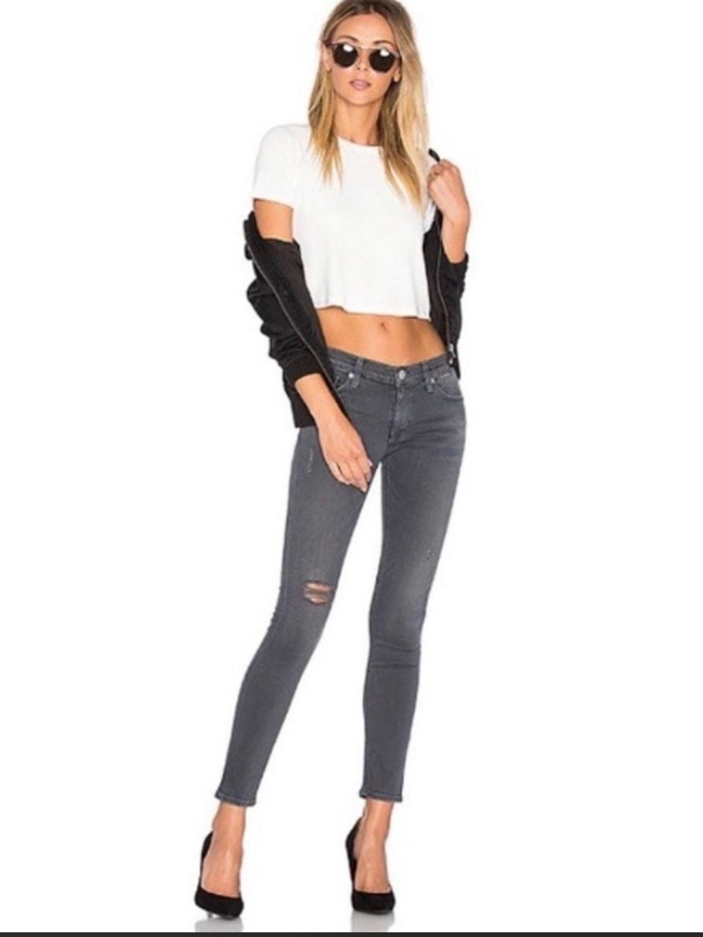 Hudson Krista Super Skinny Jeans 28 Distressed Grey